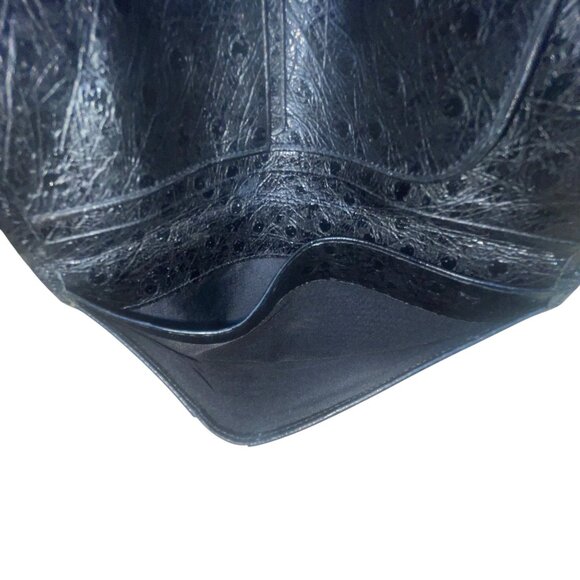 Ostrich Pigskin Black Bi-Fold Embossed Leather With Multiple Card Slots Wallet - Picture 6 of 9